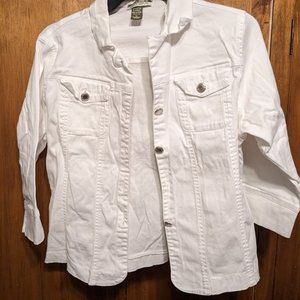 White denim jean jacket 3/4 sleeves - womens size XL